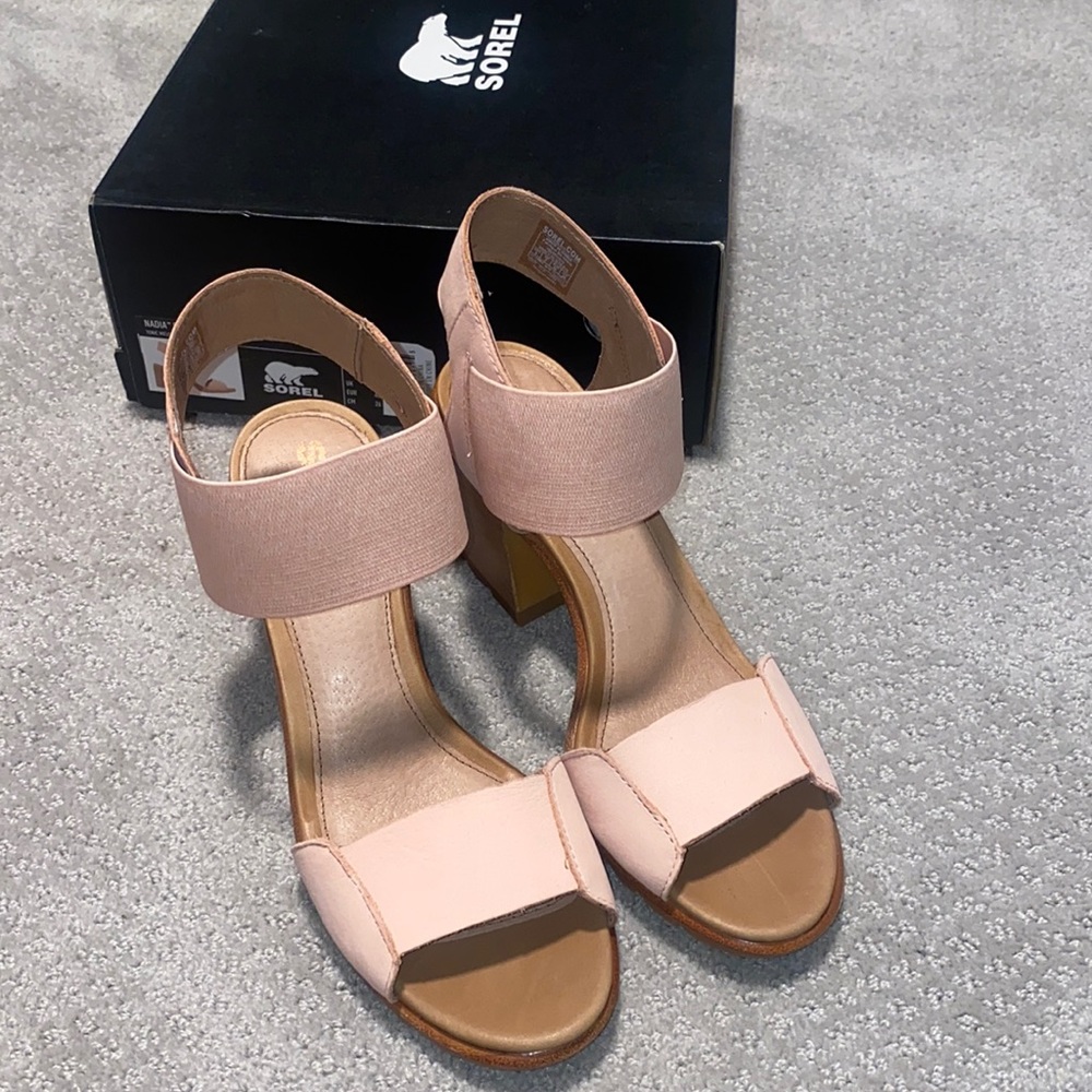 Sorel Pink Block Heel Sandals